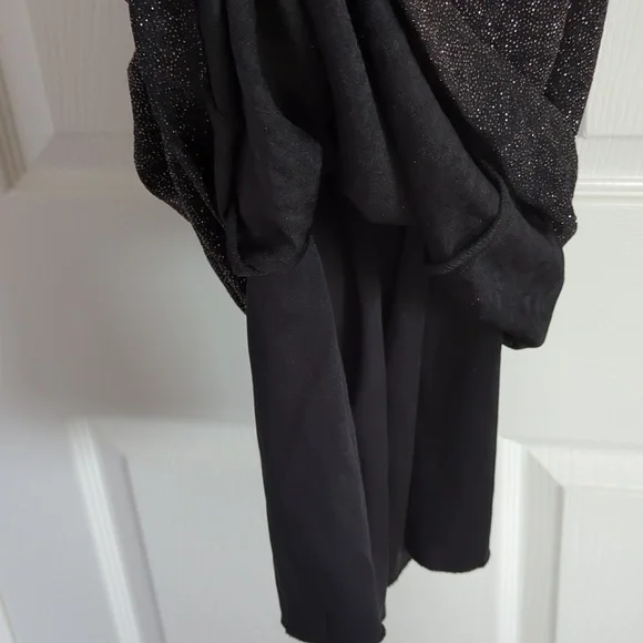 Premier Amour Black Blush Glitter Cocktail Dress Off The Shoulder Sz 4 - Picture 7 of 10